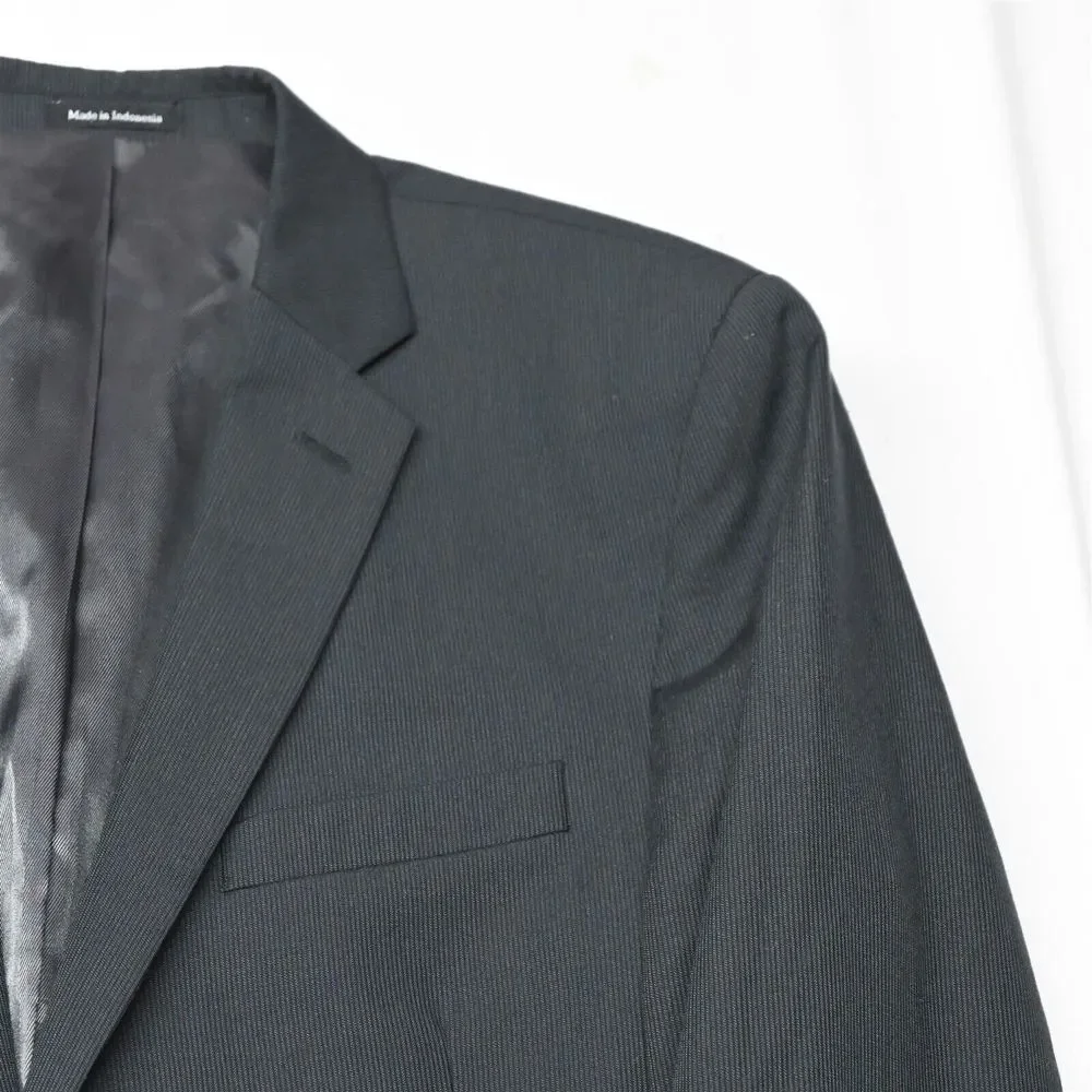 Egara 44R Black Stripe Slim Fit Wool Mens Blazer Suit Jacket Coat‎